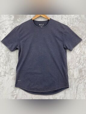 BYLT Drop Cut Short Sleeve Tee in Snow Wash Navy Blue XL